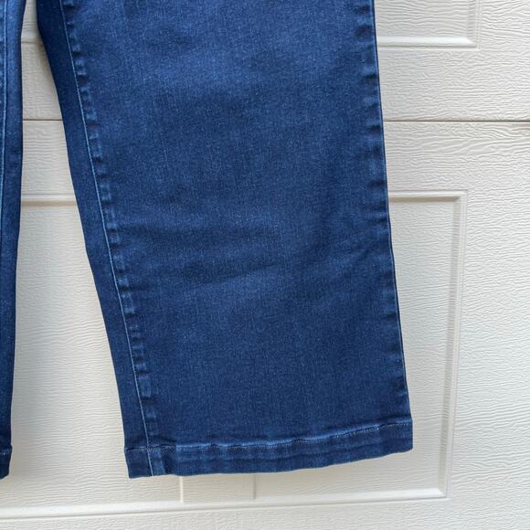 NYDJ Dark Wash Blue Wide Leg Ankle Jeans Lift Tuck Size 16 EUC - Picture 4 of 10